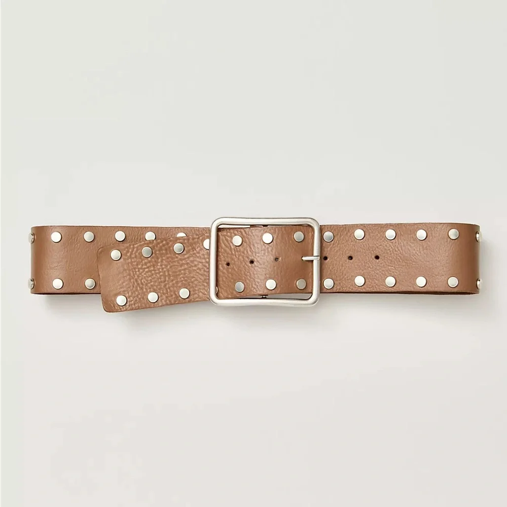 NWT Free People Hex Studded Hip Belt Mocha Mousse